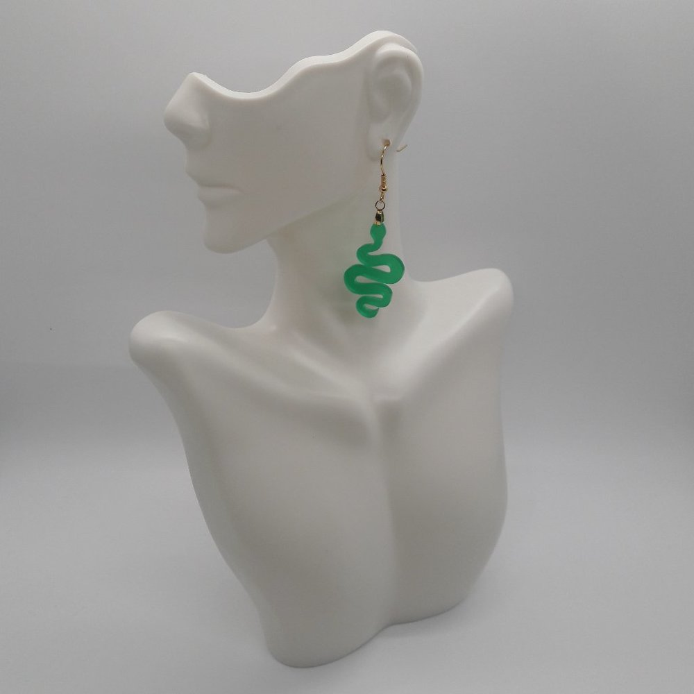 1 Pair- Small Sized | Green | Jade Green | Frosted | Sea Glass-Inspired | Snake